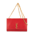 Bolso de hombro Tassel Kate mediano de piel de becerro roja