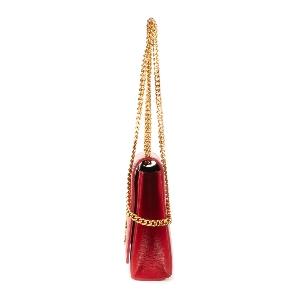 Bolso de hombro Tassel Kate mediano de piel de becerro roja