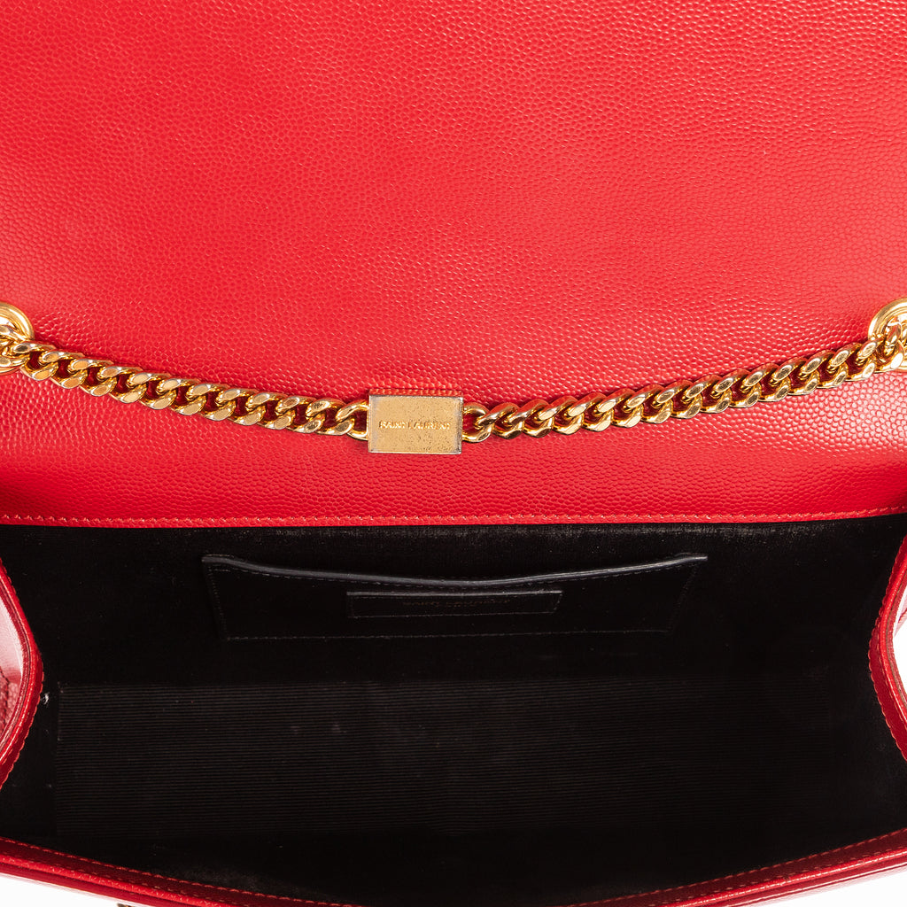 Bolso de hombro Tassel Kate mediano de piel de becerro roja