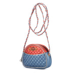Bolso de hombro Camera acolchado laminado azul de piel acolchada