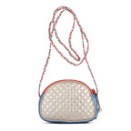 Bolso de hombro Camera acolchado laminado azul de piel acolchada