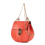 Shoulder Bag Drew Chain Crossbody Orange Python Embossed Leather