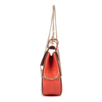 Shoulder Bag Drew Chain Crossbody Orange Python Embossed Leather