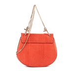 Shoulder Bag Drew Chain Crossbody Orange Python Embossed Leather