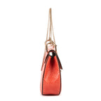 Shoulder Bag Drew Chain Crossbody Orange Python Embossed Leather