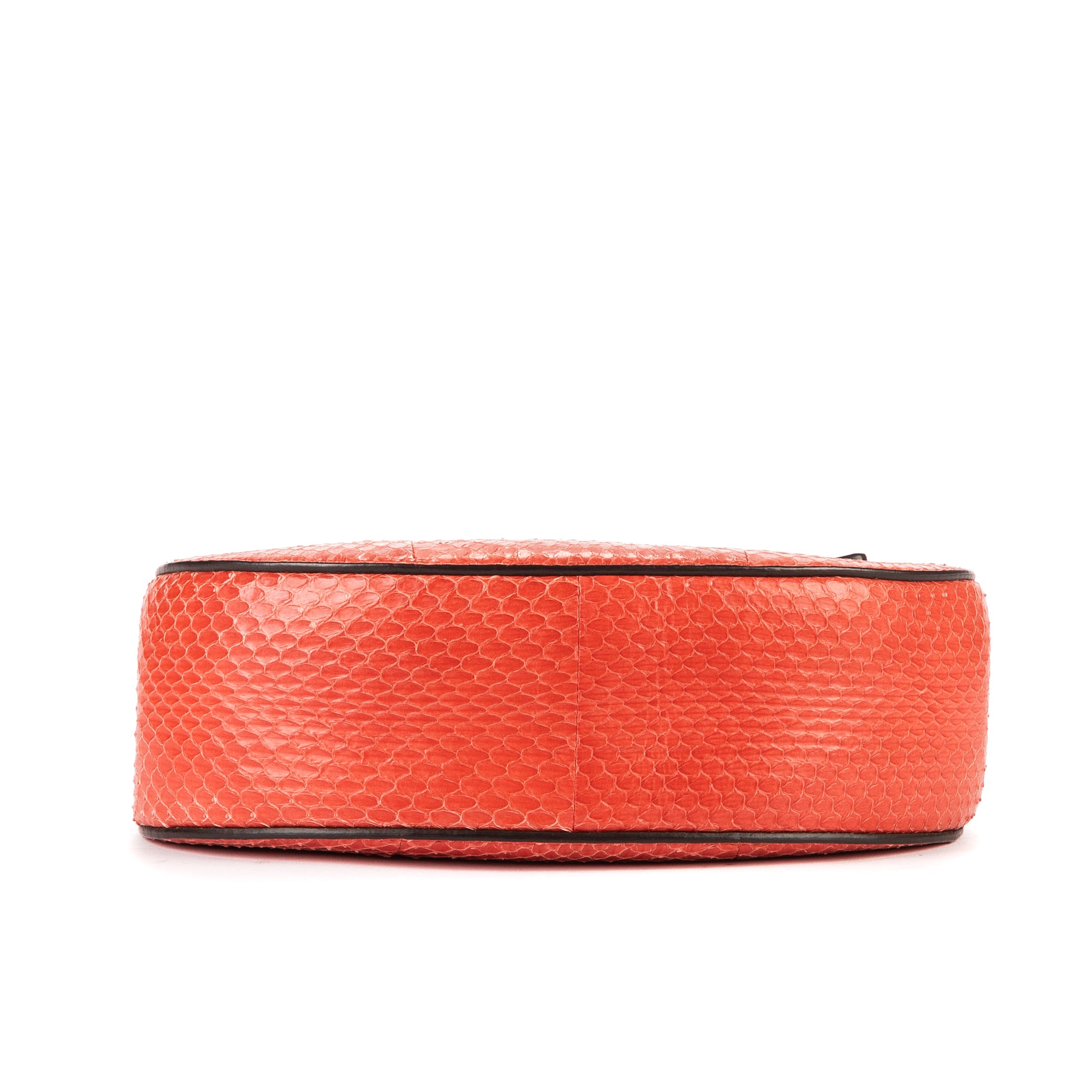 Shoulder Bag Drew Chain Crossbody Orange Python Embossed Leather