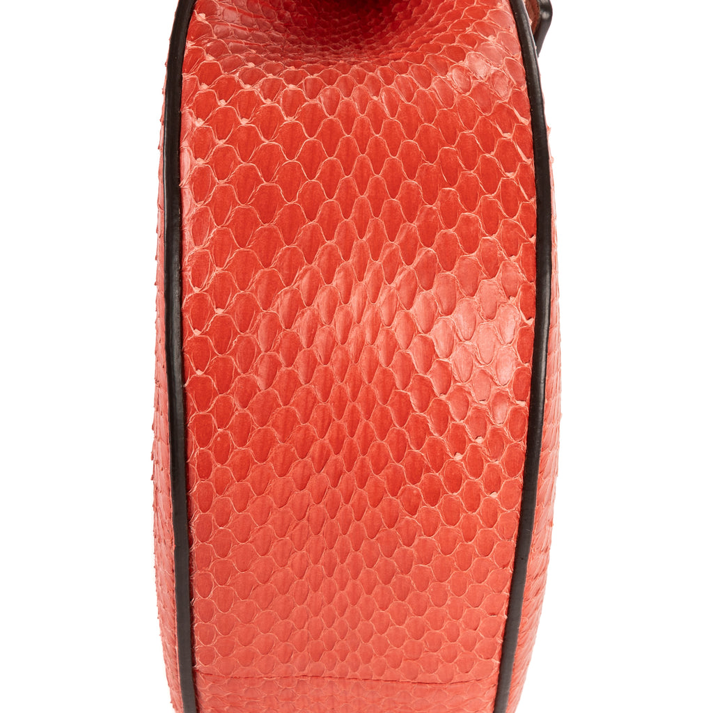 Shoulder Bag Drew Chain Crossbody Orange Python Embossed Leather