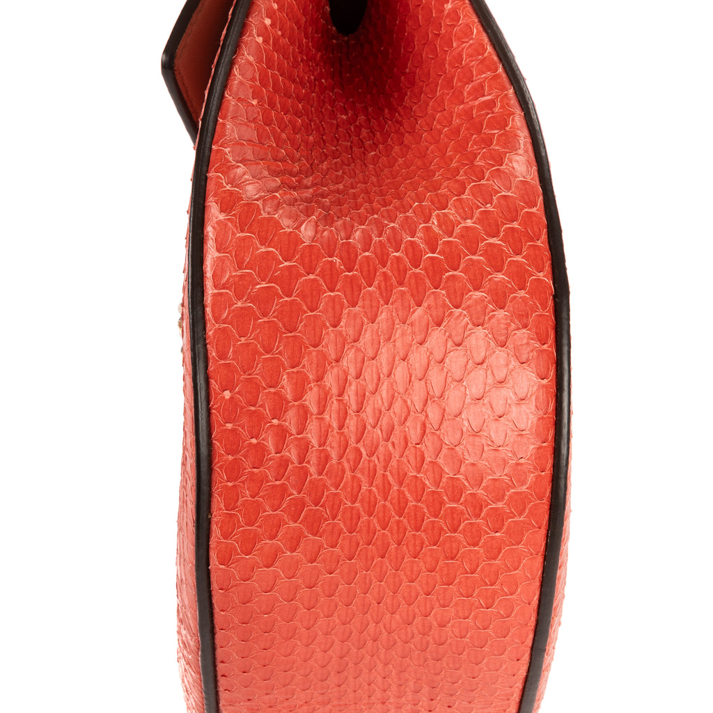 Shoulder Bag Drew Chain Crossbody Orange Python Embossed Leather