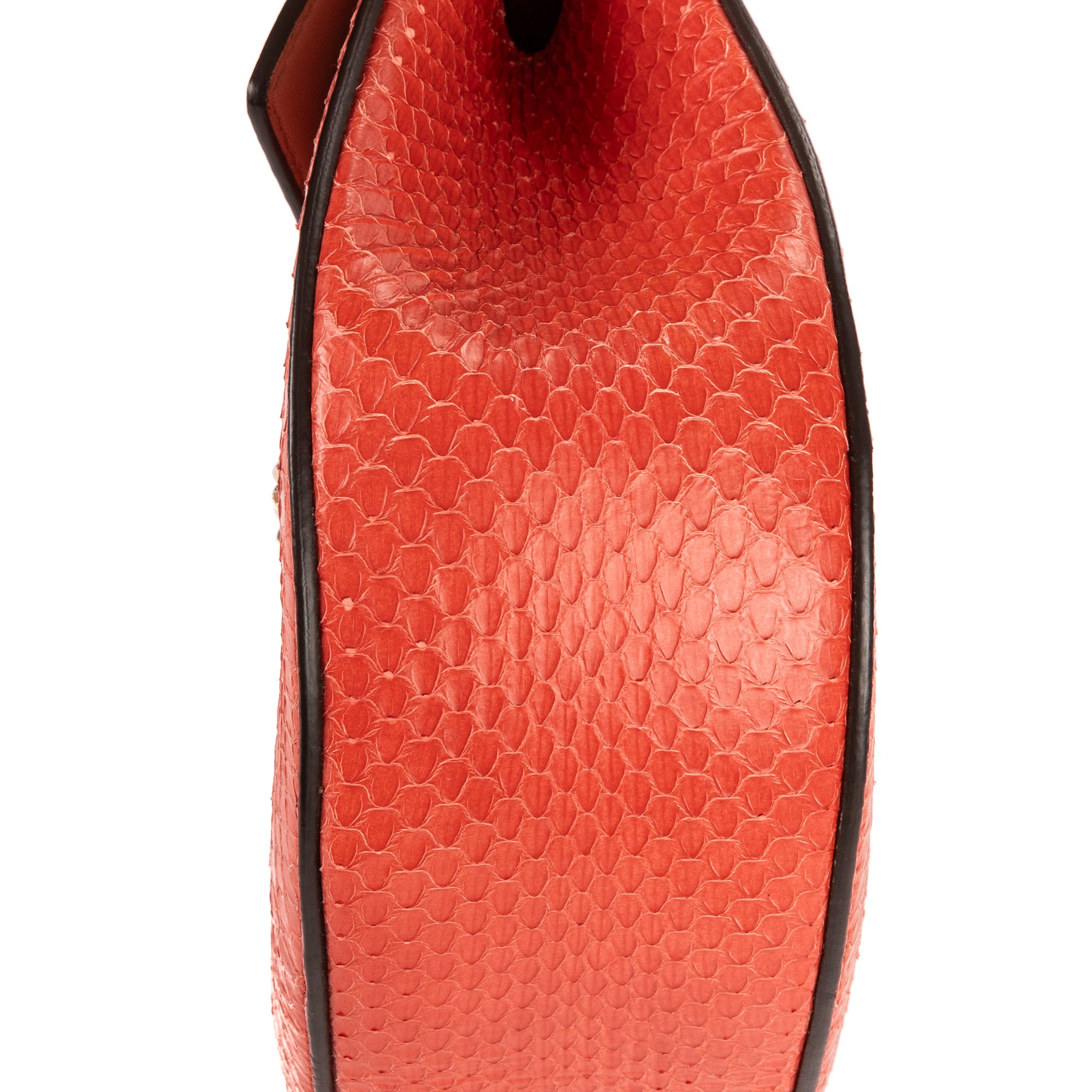 Shoulder Bag Drew Chain Crossbody Orange Python Embossed Leather