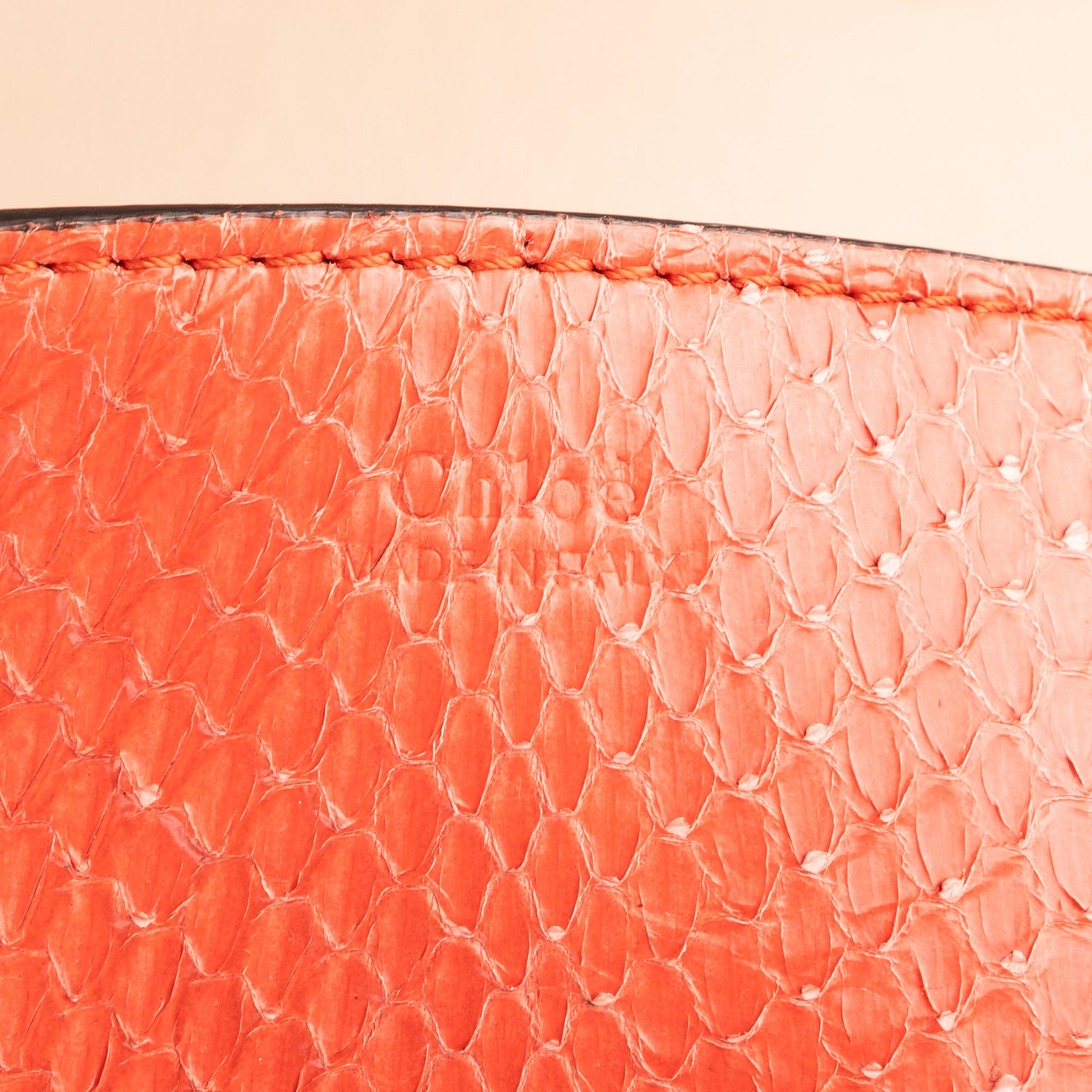 Shoulder Bag Drew Chain Crossbody Orange Python Embossed Leather