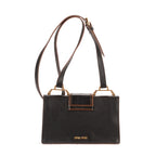 Bolso de hombro Madras Lady Buckle Flap de cuero negro adornado con cristales