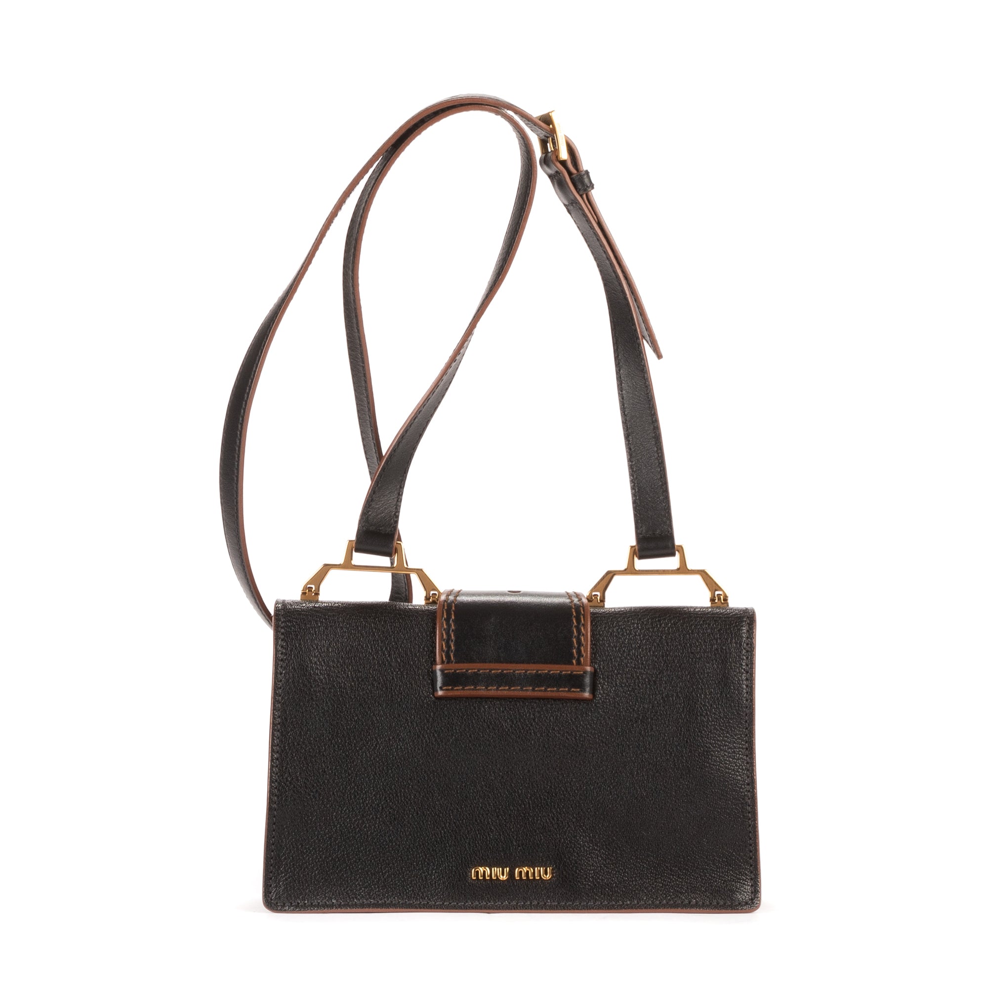 Shoulder Bag Madras Lady Buckle Flap Black Crystal Embellished Leather
