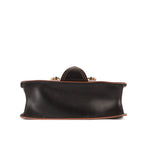 Bolso de hombro Madras Lady Buckle Flap de cuero negro adornado con cristales