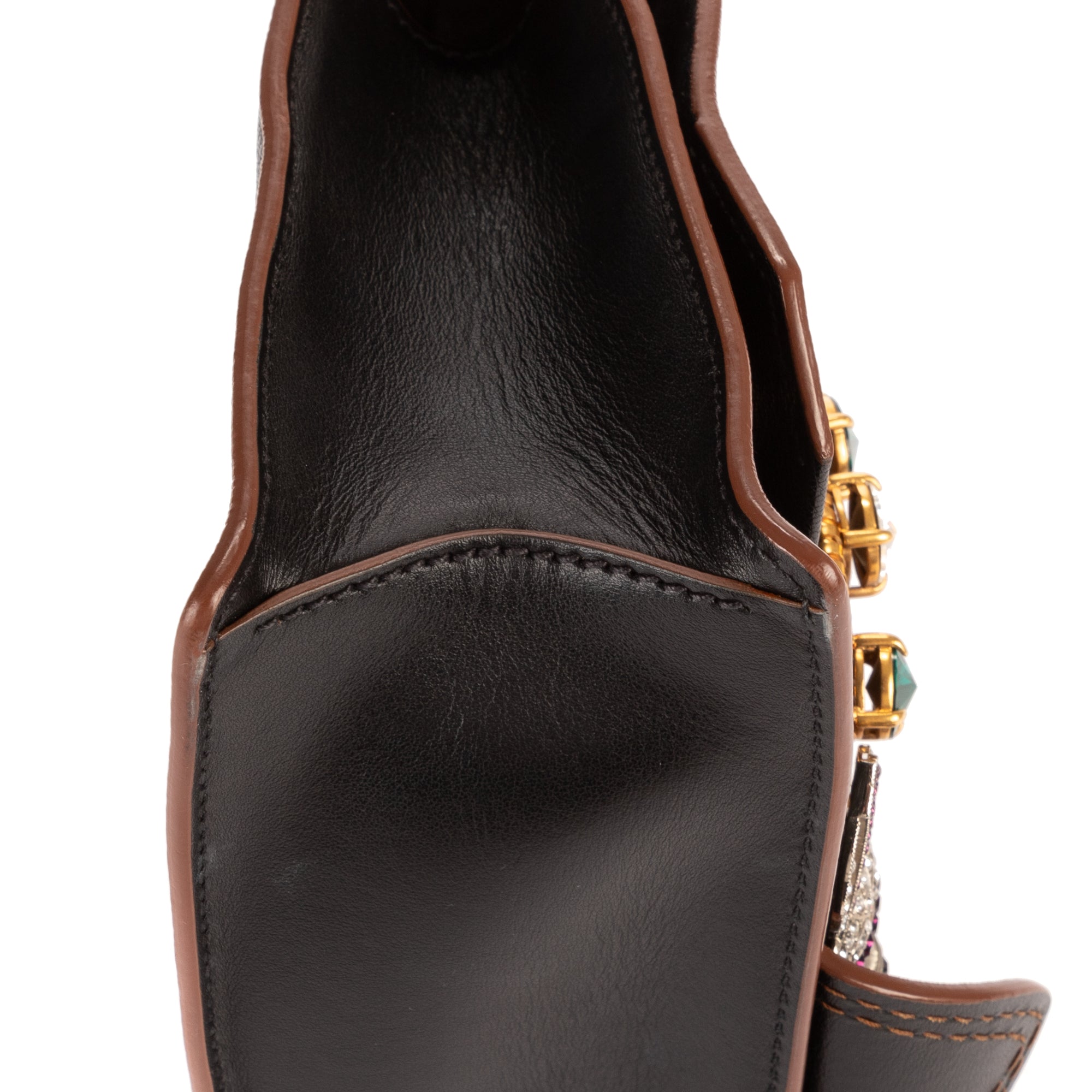 Bolso de hombro Madras Lady Buckle Flap de cuero negro adornado con cristales