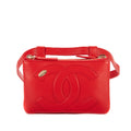 Waist Bag CC Mania Double Zip Wrist Pouch Red Smooth Leather