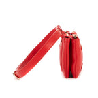 Waist Bag CC Mania Double Zip Wrist Pouch Red Smooth Leather