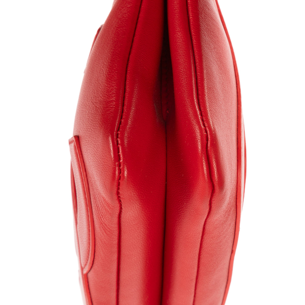 Waist Bag CC Mania Double Zip Wrist Pouch Red Smooth Leather