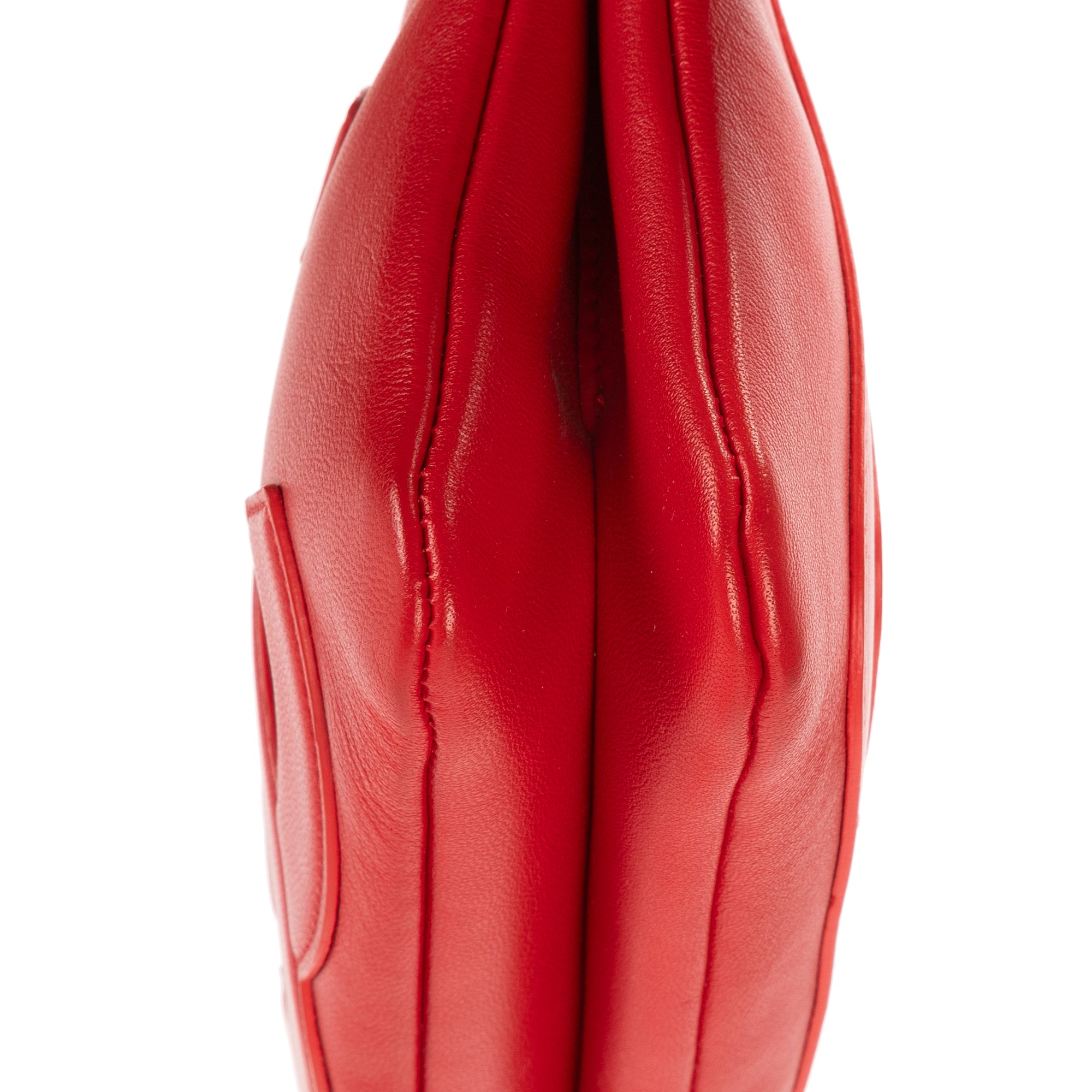 Waist Bag CC Mania Double Zip Wrist Pouch Red Smooth Leather