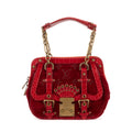 Bandolera Ed. Ltda. Monogram Velours Irvine de terciopelo rojo con patrón de cocodrilo