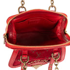 Bandolera Ed. Ltda. Monogram Velours Irvine de terciopelo rojo con patrón de cocodrilo