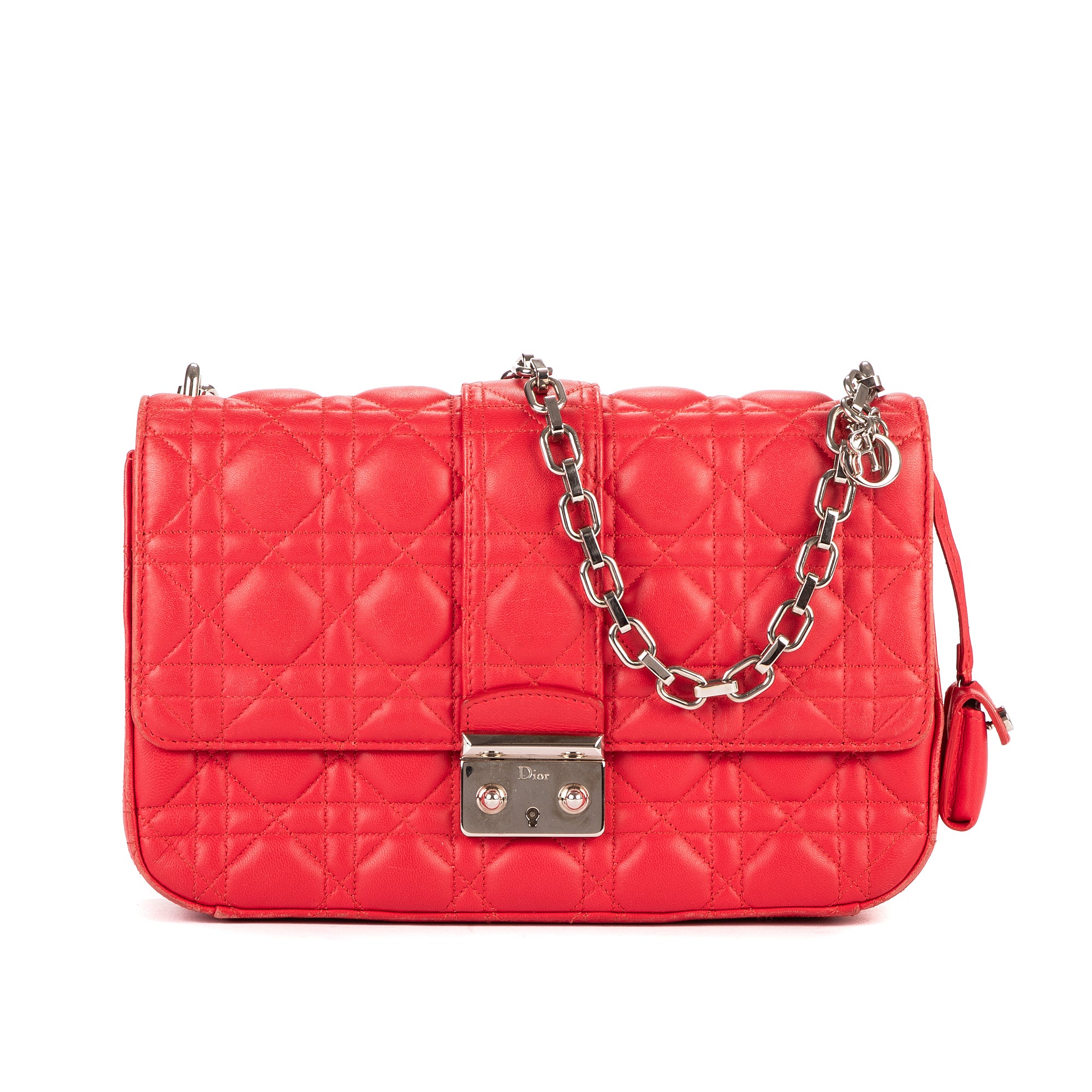 Bolso al hombro Miss Dior mediano de piel Cannage roja