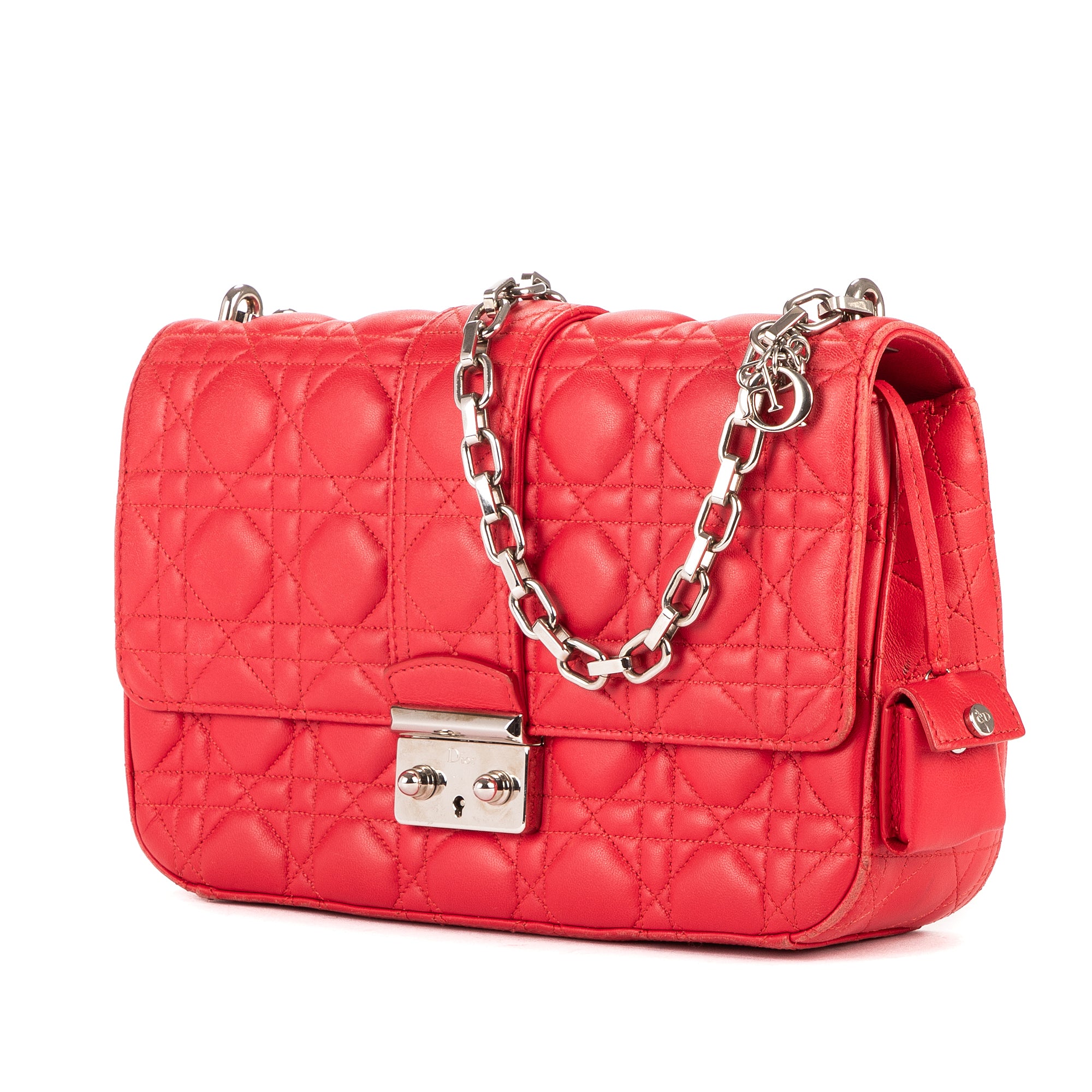 Bolso al hombro Miss Dior mediano de piel Cannage roja