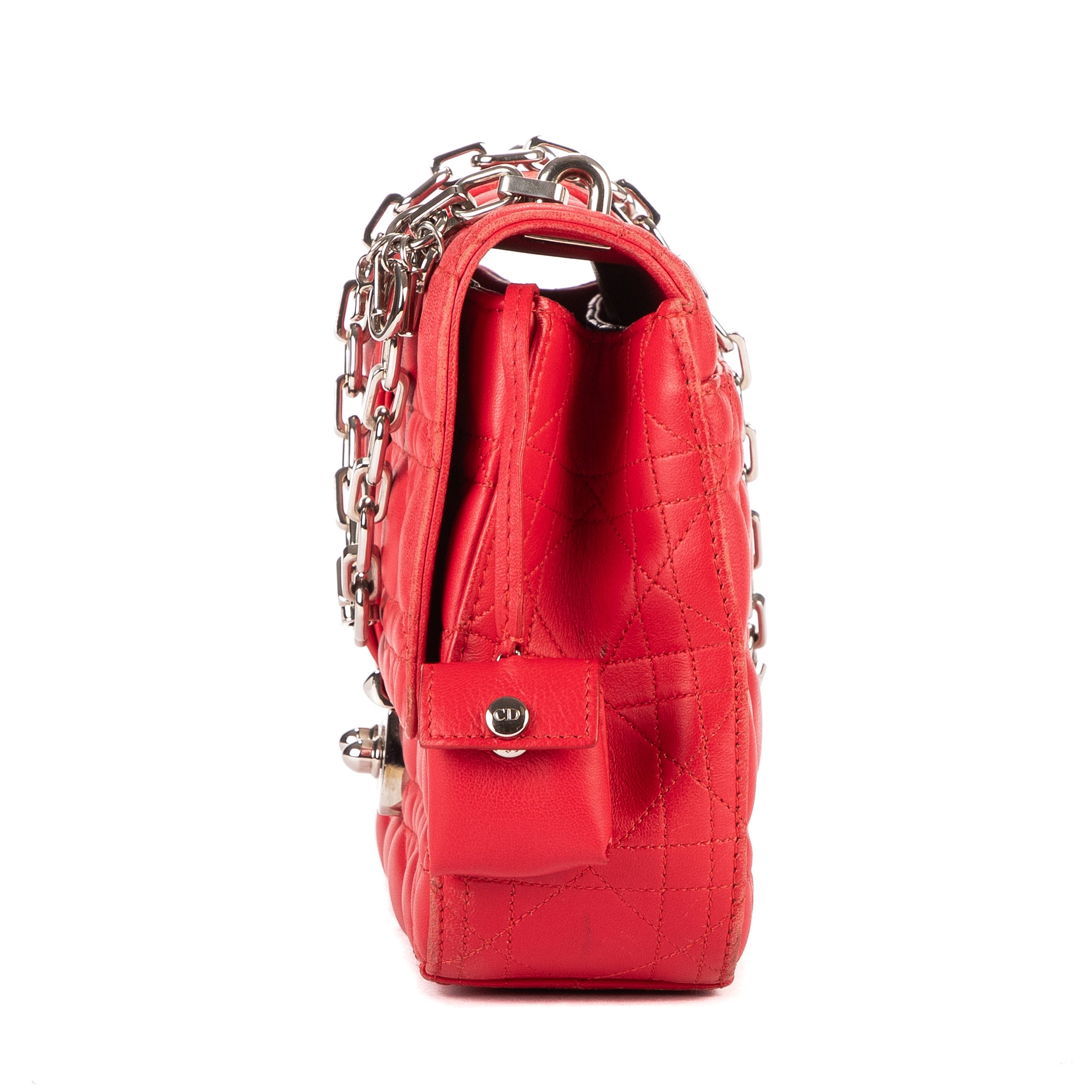 Bolso al hombro Miss Dior mediano de piel Cannage roja