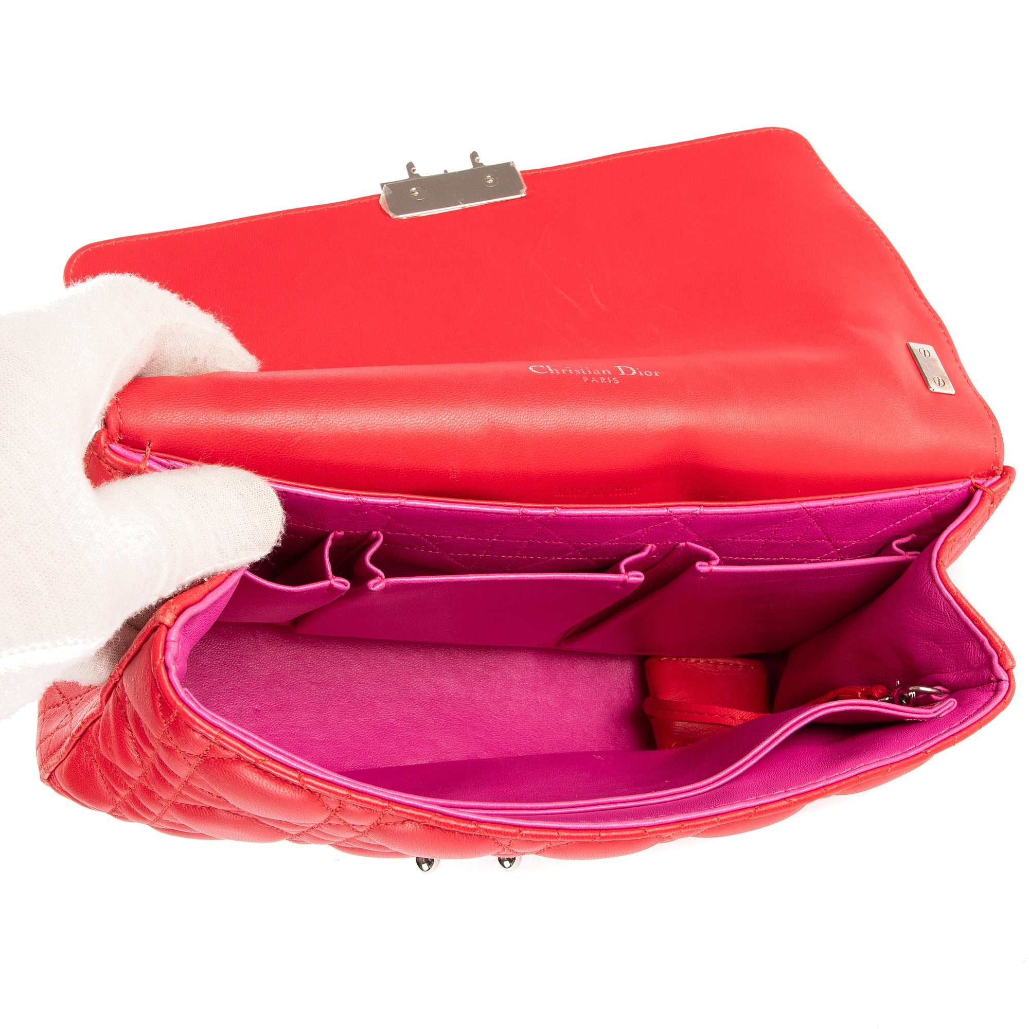 Bolso al hombro Miss Dior mediano de piel Cannage roja