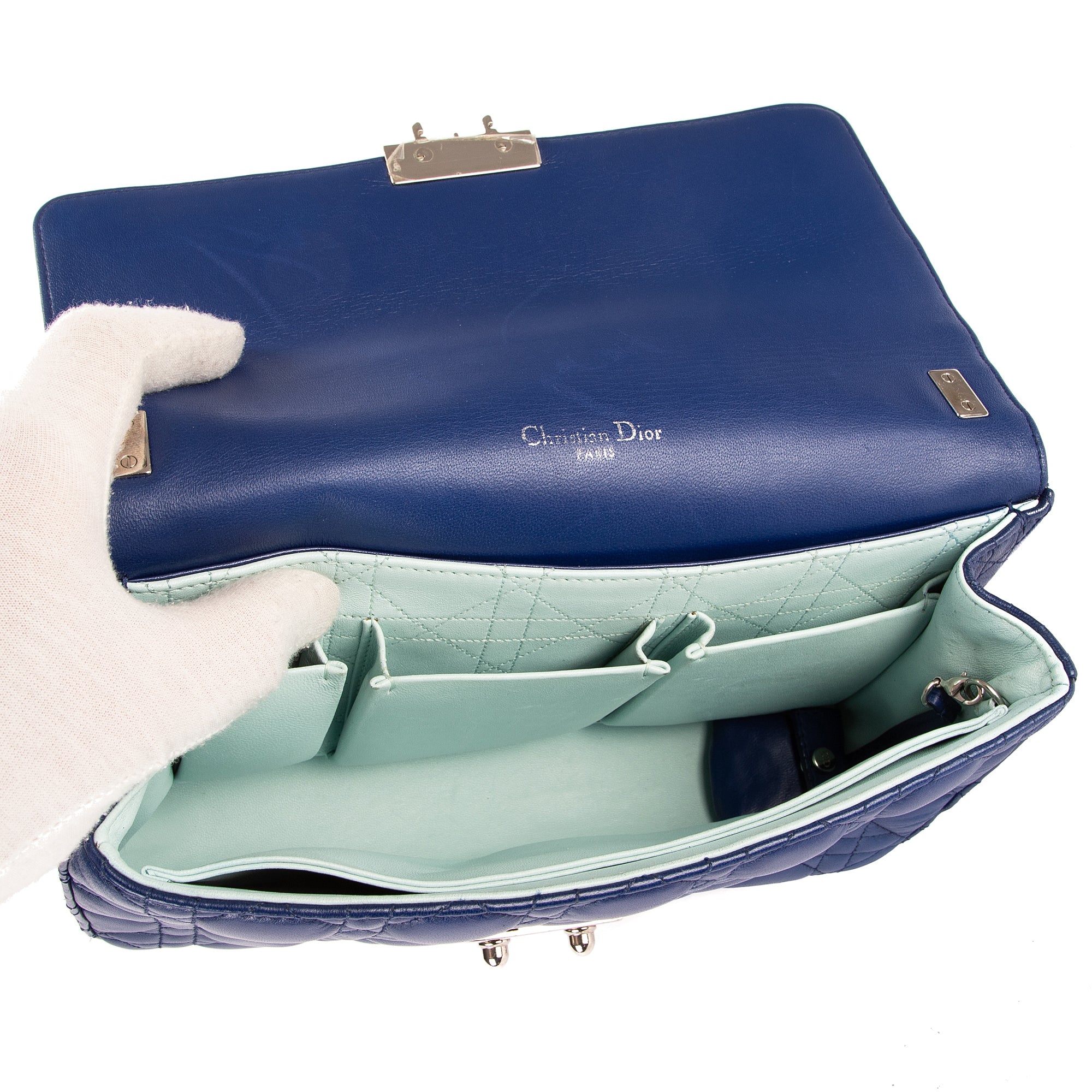 Shoulder Bag Miss Dior Medium Dark Blue Cannage Leather