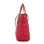 Bolso de mano Lady Dior grande de cuero Cannage rojo