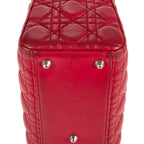 Bolso de mano Lady Dior grande de cuero Cannage rojo