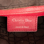 Bolso de mano Lady Dior grande de cuero Cannage rojo