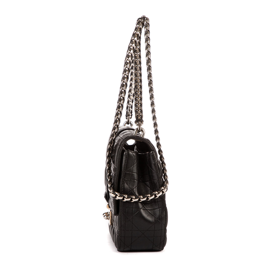 Bolso al hombro Miss Dior mediano de piel Cannage negra