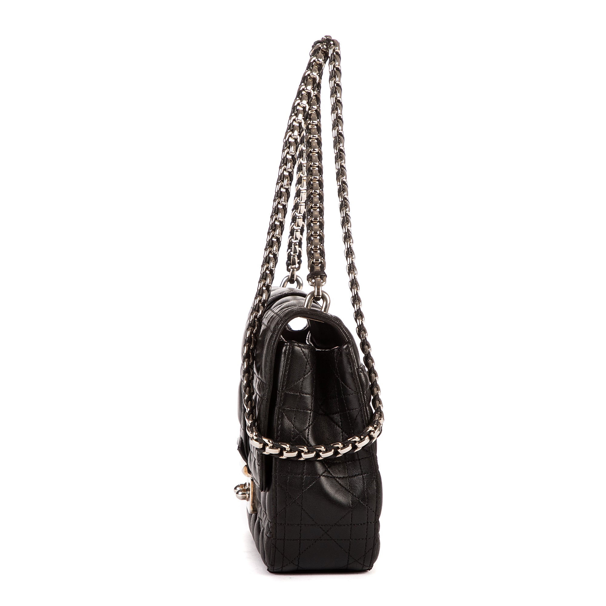 Bolso al hombro Miss Dior mediano de piel Cannage negra