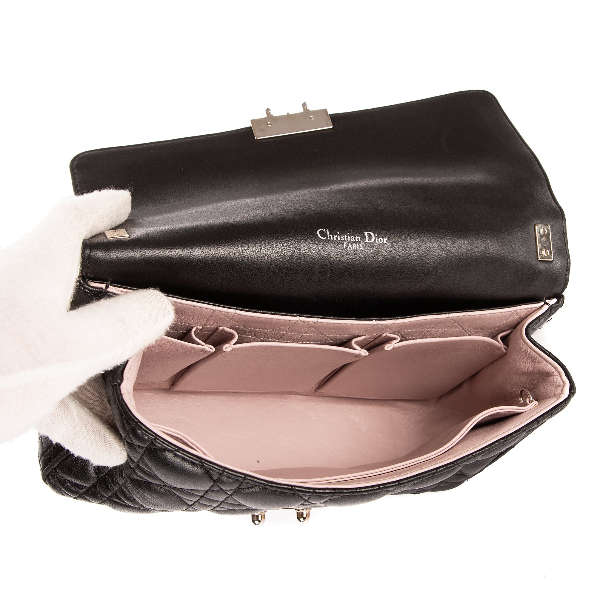 Bolso al hombro Miss Dior mediano de piel Cannage negra