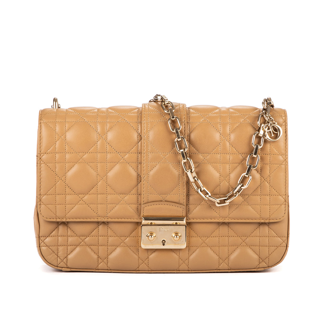 Bolso de hombro Miss Dior mediano de piel Cannage beige