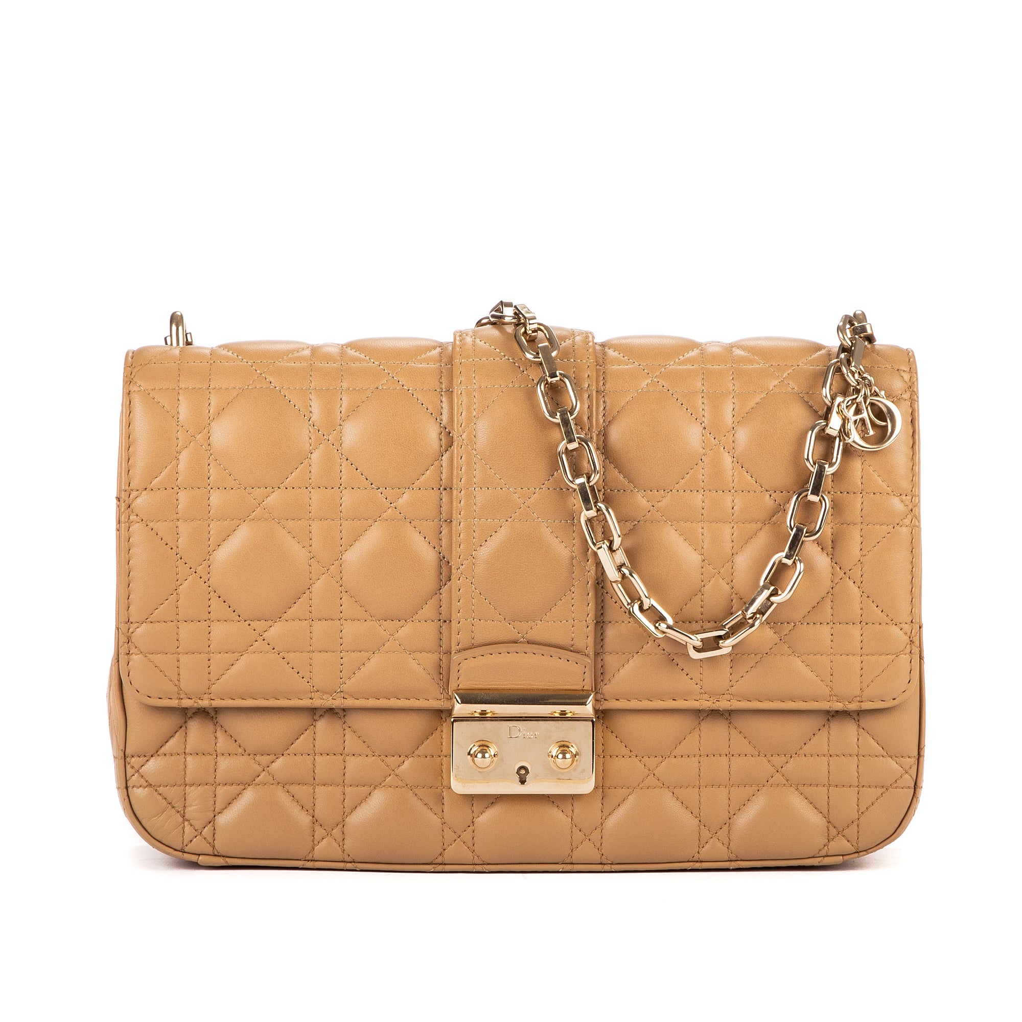 Bolso de hombro Miss Dior mediano de piel Cannage beige