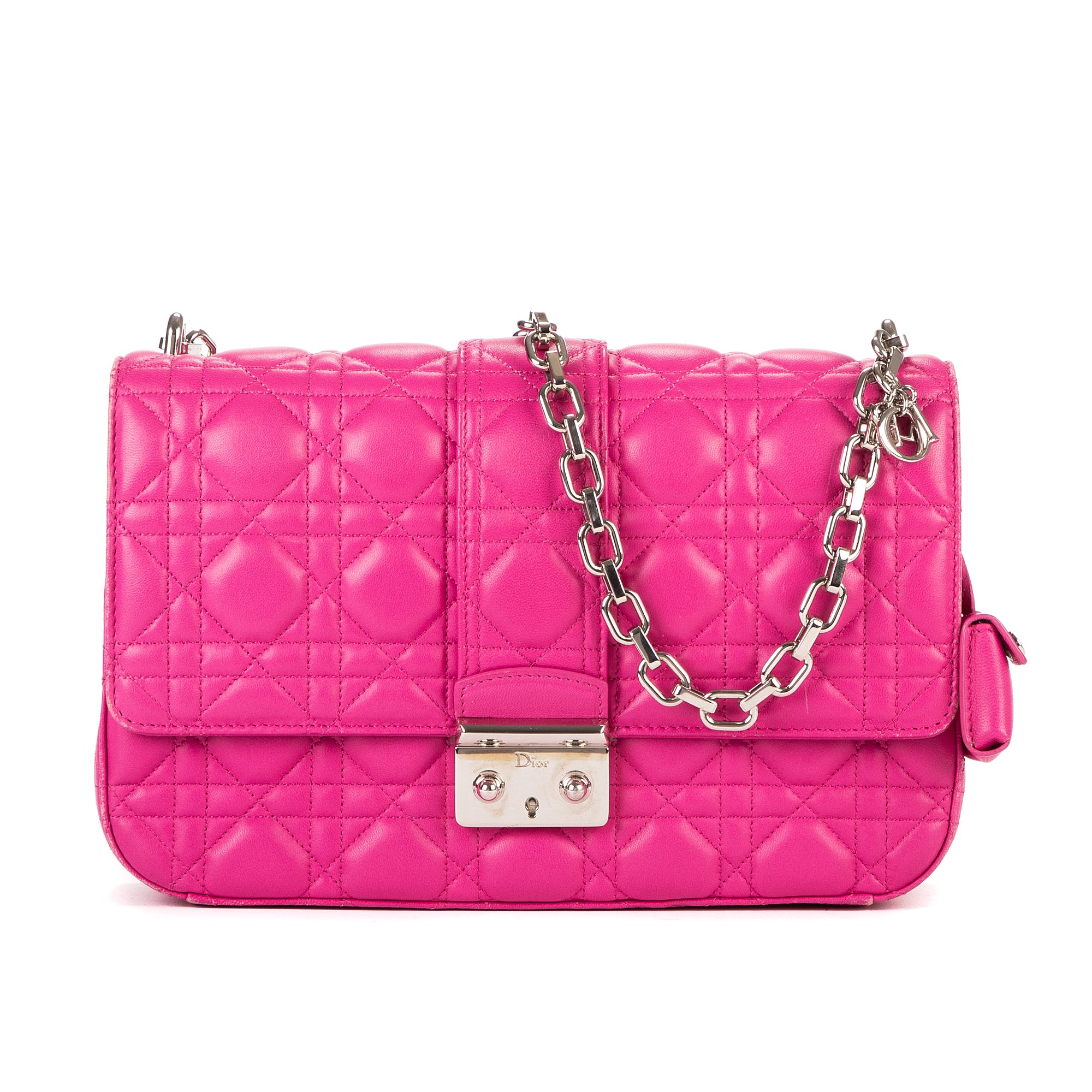 Bolso de hombro Miss Dior mediano de piel Cannage rosa