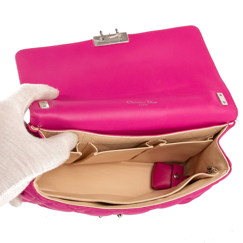 Bolso de hombro Miss Dior mediano de piel Cannage rosa