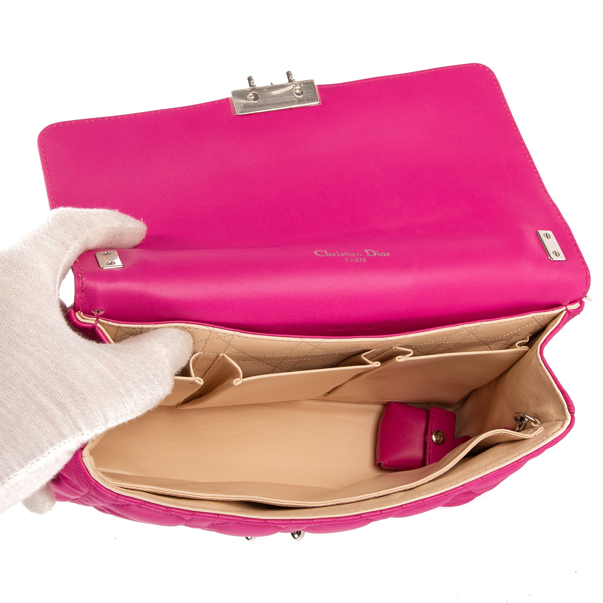 Bolso de hombro Miss Dior mediano de piel Cannage rosa
