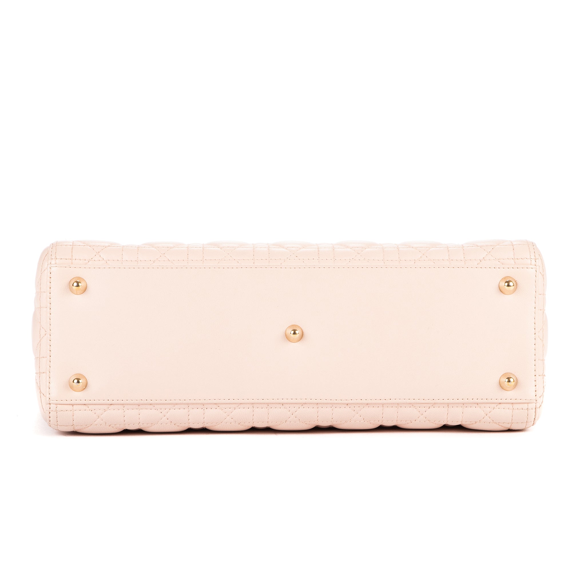 Bolso Lady Dior Grande de Piel Cannage Rosa Claro