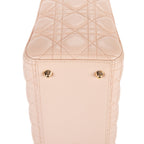 Bolso Lady Dior Grande de Piel Cannage Rosa Claro