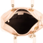 Bolso Lady Dior Grande de Piel Cannage Rosa Claro