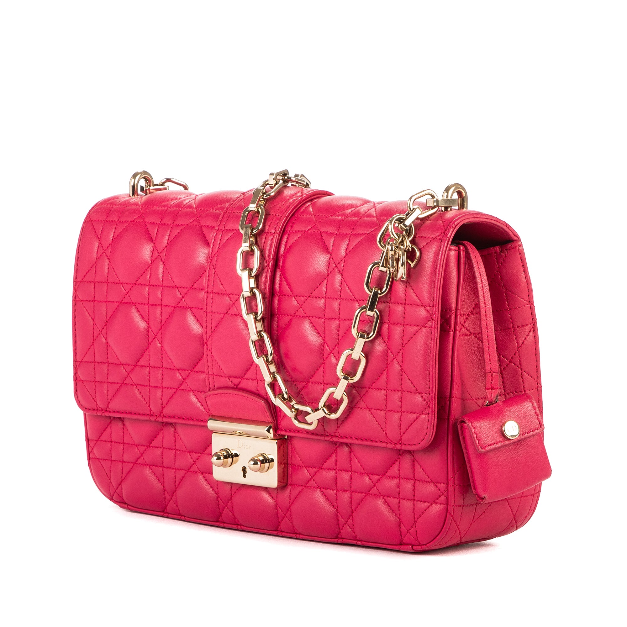 Bolso de hombro Miss Dior mediano de piel Cannage fucsia