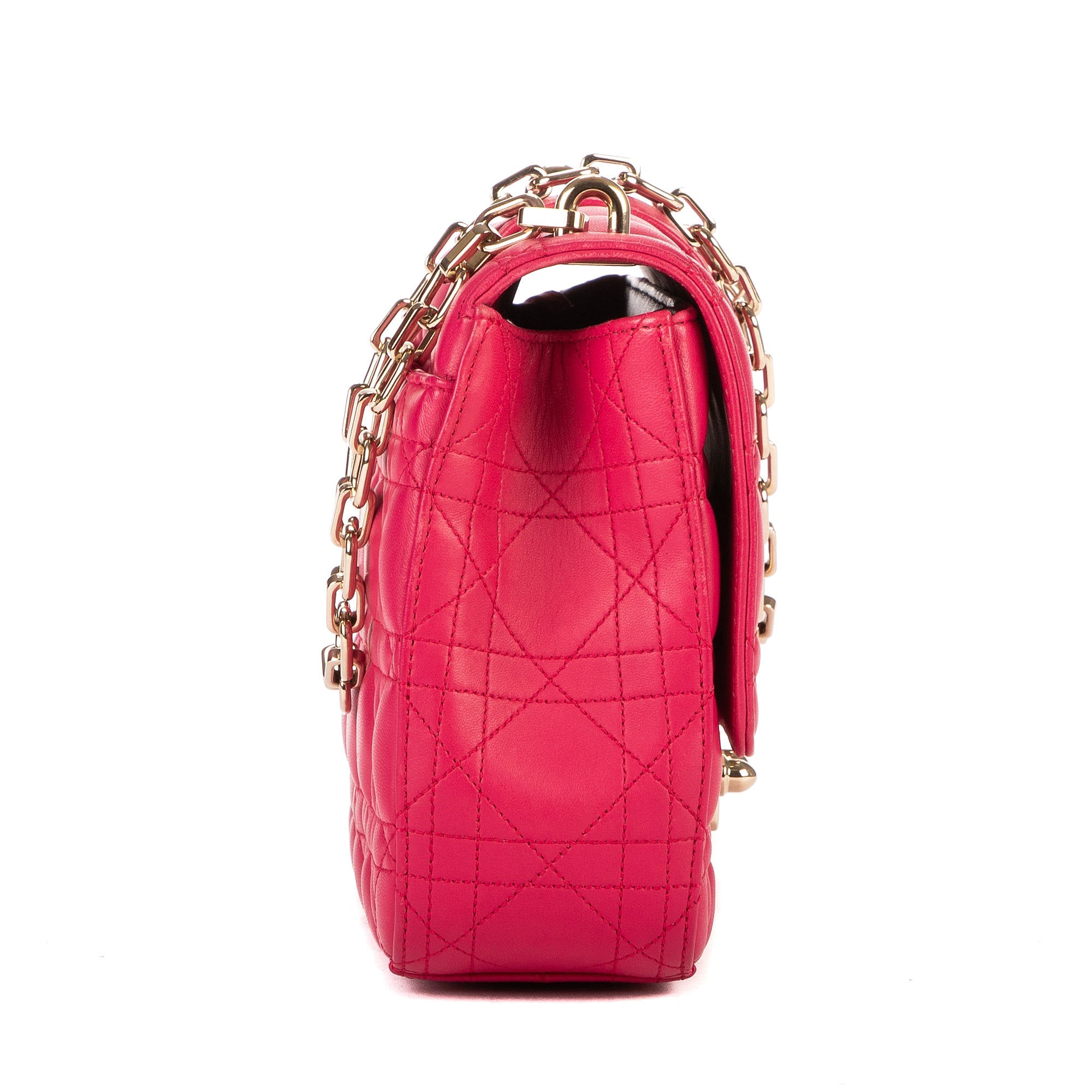 Bolso de hombro Miss Dior mediano de piel Cannage fucsia
