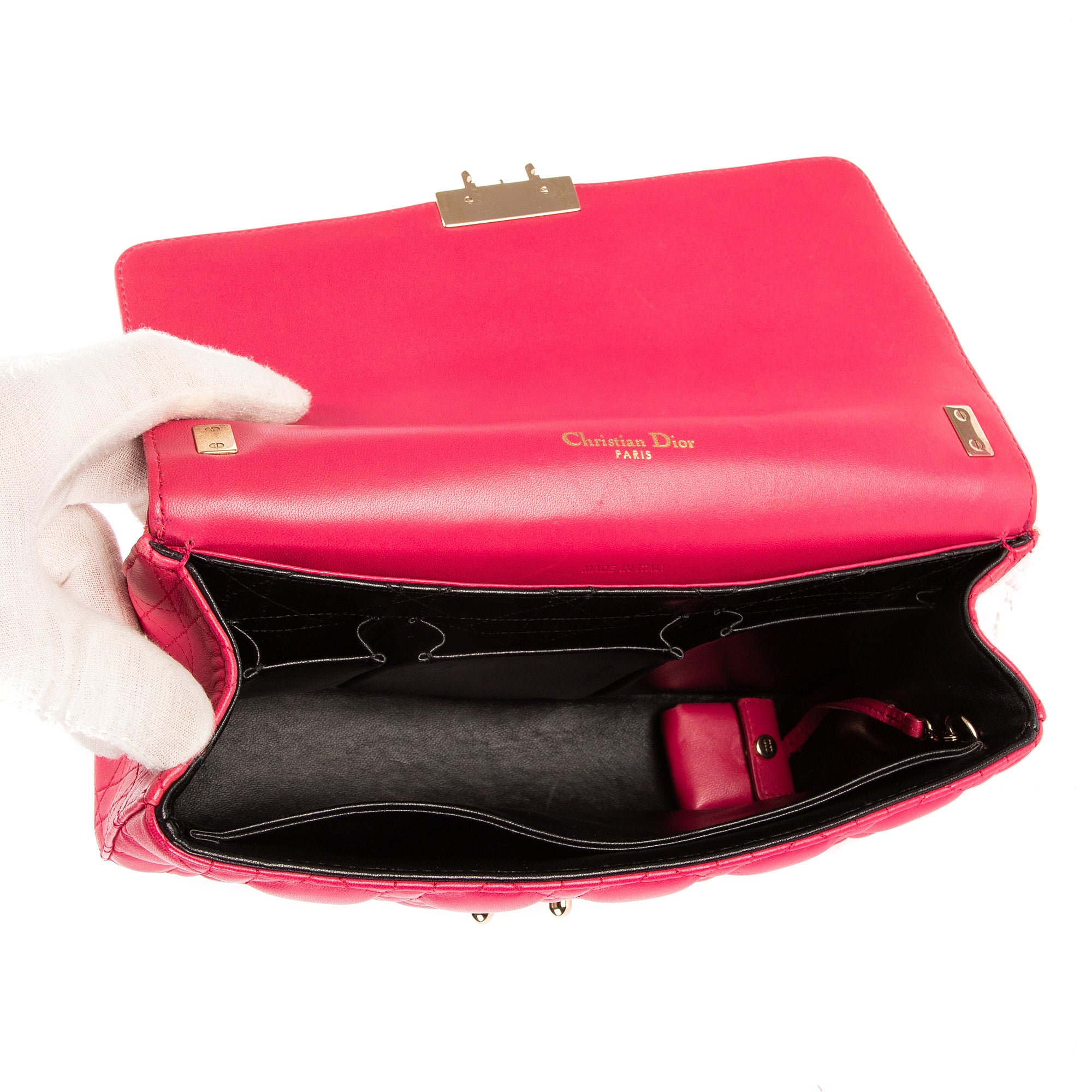 Bolso de hombro Miss Dior mediano de piel Cannage fucsia