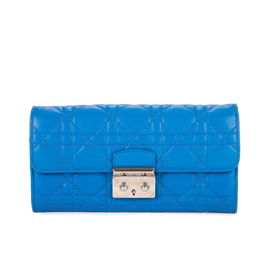 Wallet Miss Dior Wallet Blue Cannage Leather