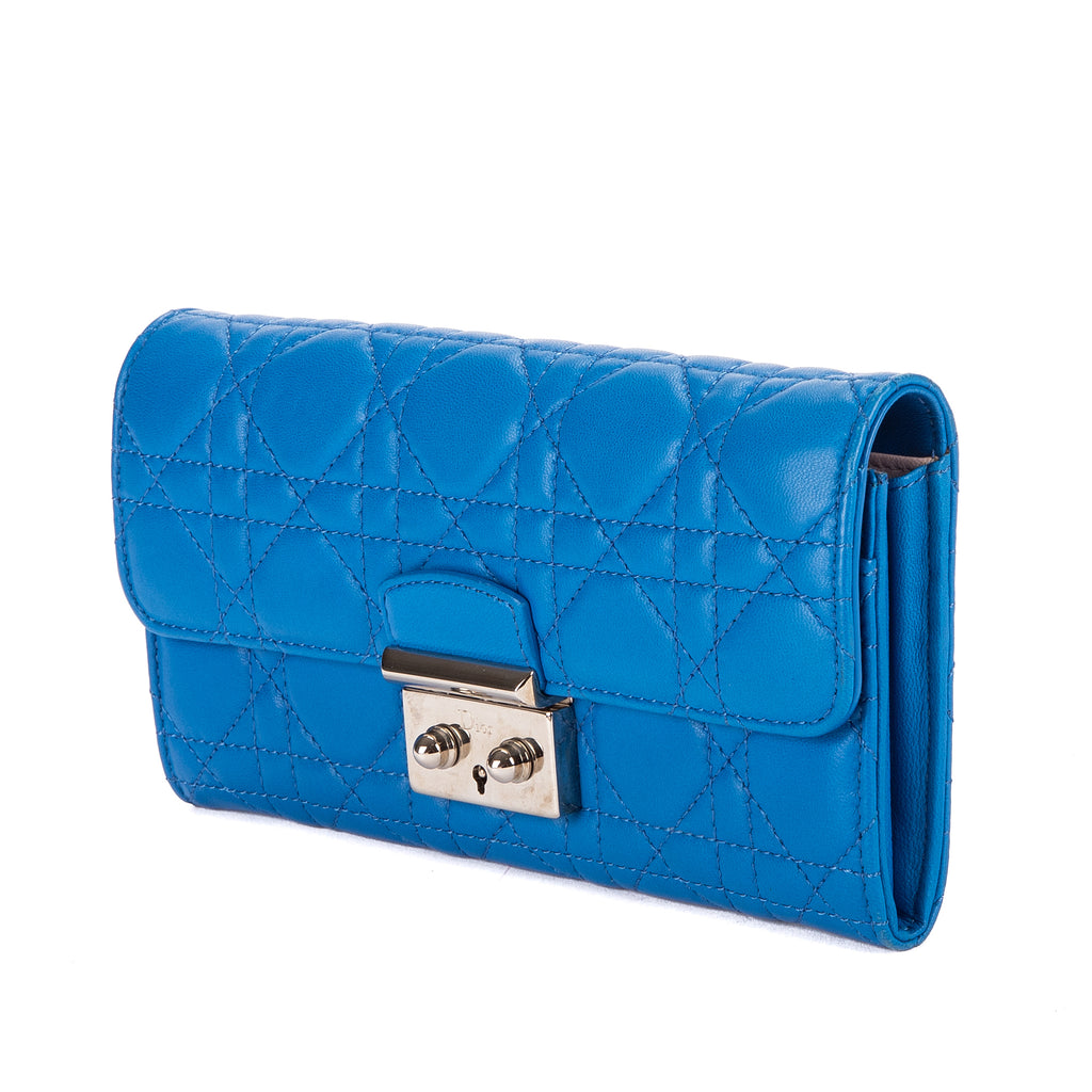 Wallet Miss Dior Wallet Blue Cannage Leather
