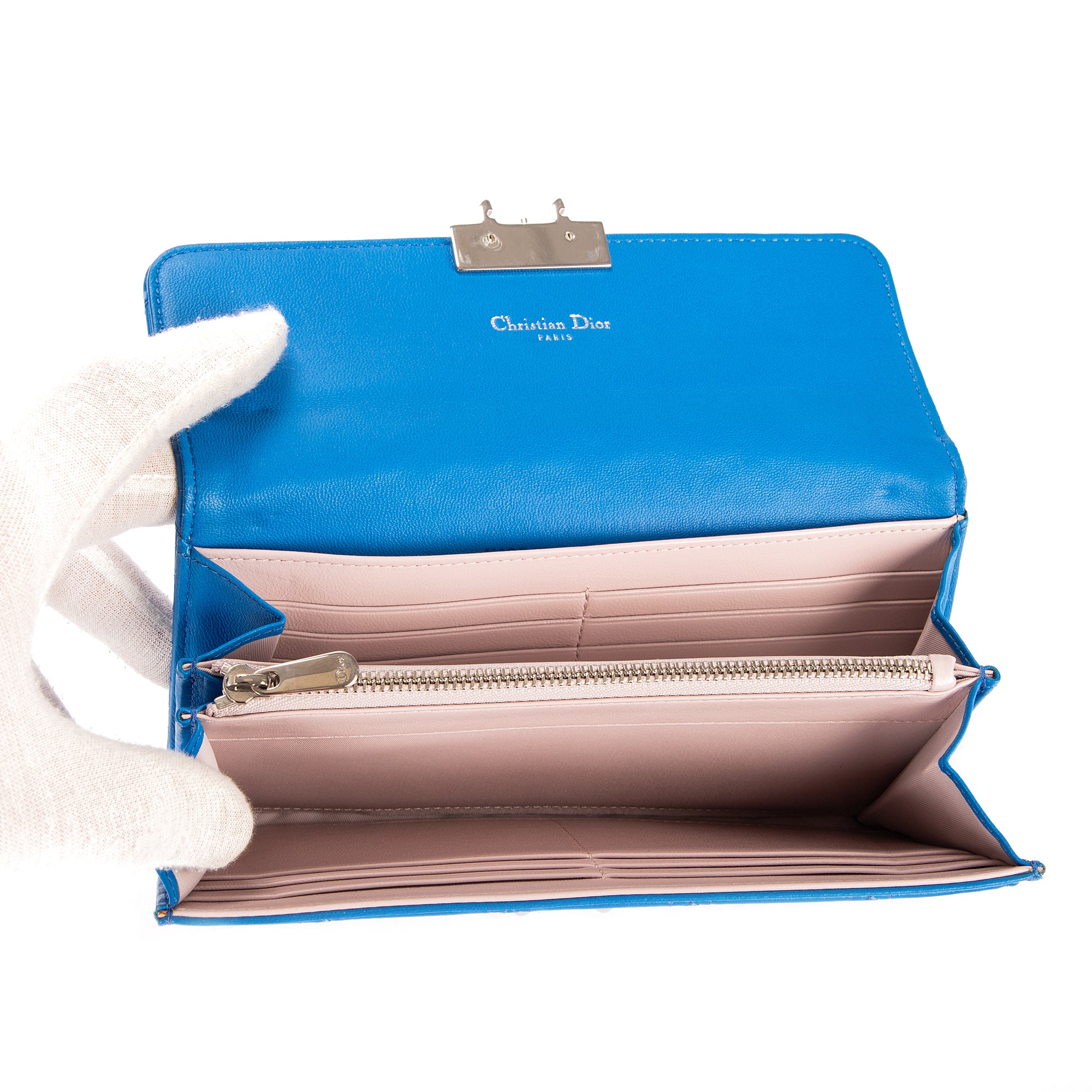 Wallet Miss Dior Wallet Blue Cannage Leather