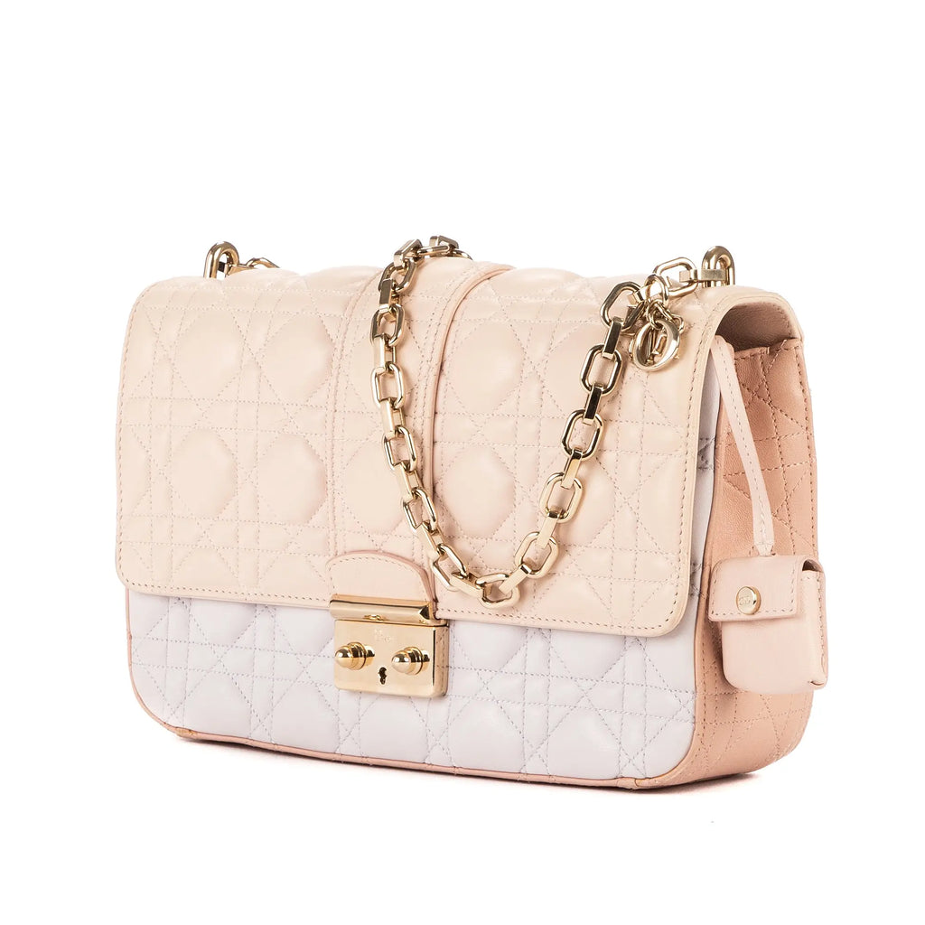 Bolso al Hombro Miss Dior Mediano Piel Cannage Blanco